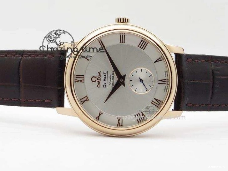 0316 Popular De Ville MK 1:1 Best Edition RG White Dial On Black Leather Asian Seagull T1701 (Sec@6) 8237